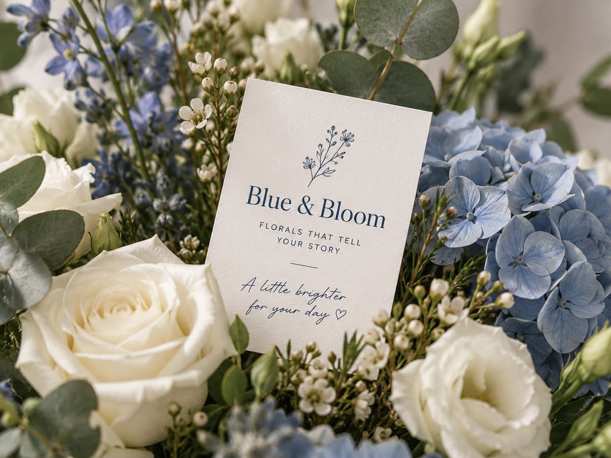 Blue and Bloom florist enclosure card