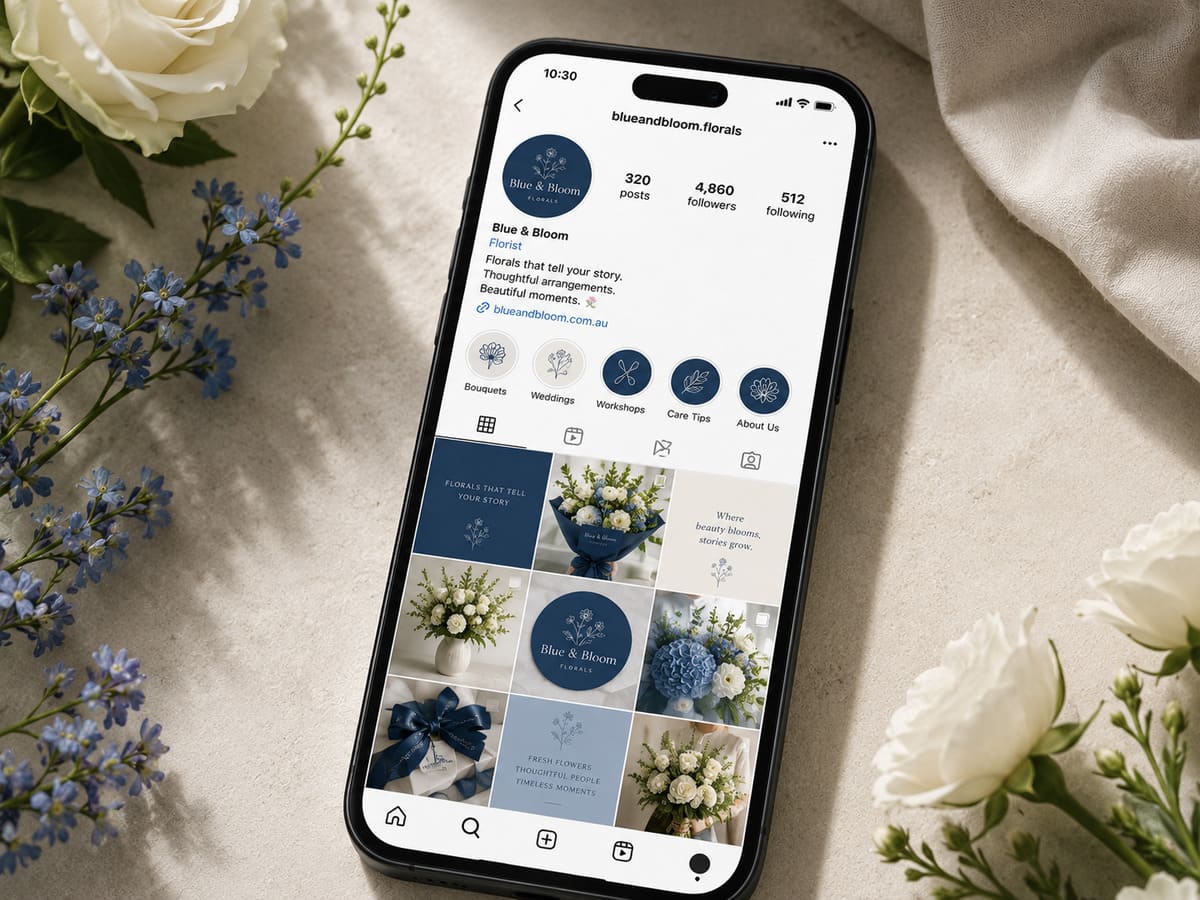 Social Media Page on phone app for Blue and Bloom